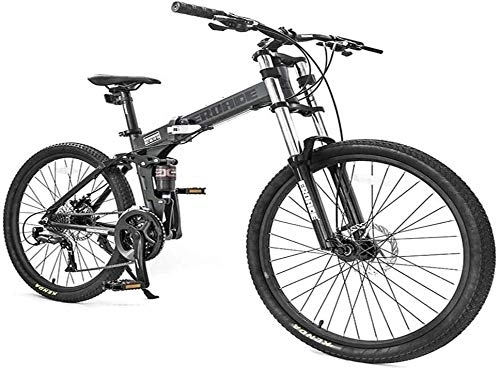 Folding Mountain Bike : 26 Inch Mountain Bikes, Adult 27-Speed Dual-Suspension Mountain Bike, Aluminum Frame Bicycle, Men's Womens Adjustable Seat Alpine Bicycle, (Color : Green, Size : Foldable)