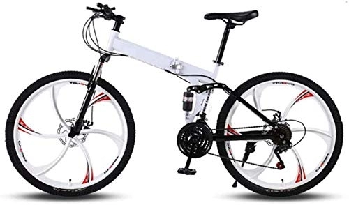 Folding Mountain Bike : 26 inch Mountain Bikes, Folding High Carbon Steel Frame Variable Speed Double Shock Absorption Three Cutter Wheels Foldable Bicycle 7-14, 24 Speed fengong