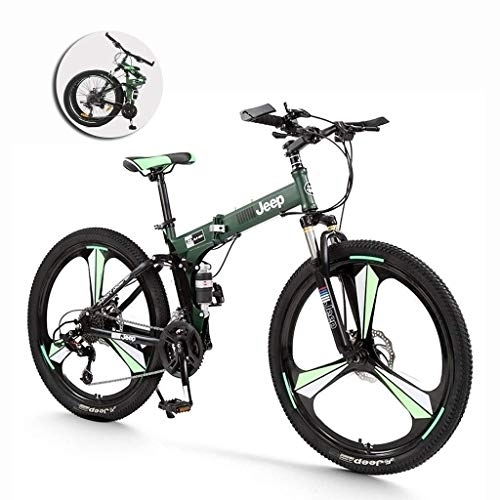 Folding Mountain Bike : 26 Inch Outroad Mountain Bike, Light Weight Folding Bike, Portable City Folding Compact Bike Bicycle, Adult Female Folding Bicycle Adults Men And Women (Color : Green) fengong (Color : Green)