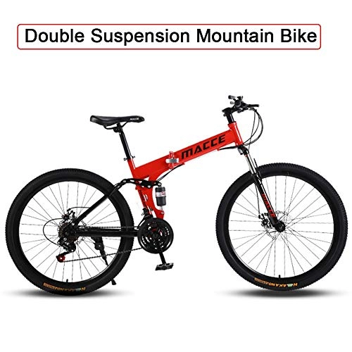 Folding Mountain Bike : 26 Inch Soft Tail Mountain Bikes Folding Mountain Trail Bike Dual Disc Brakes Bicycle Exercise Bikes Cycling Road Bikes High-Carbon Steel Frame MTB Adjustable Seat ( Color : 21speed , Size : 26inch )