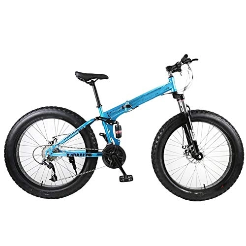 Folding Mountain Bike : 26 Inch Wheel Adult Foldable Mountain Fat Bike, 27 Speed 4.0 Super Wide Tires Sports Cycling Road Bicycle, for Urban Environments and Commuting To and From Get Off Work