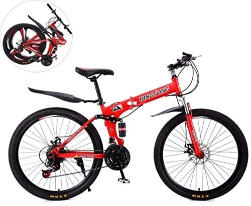 Folding Mountain Bike : 26 Inches Double Shock Absorption Foldable Bicycle, Unisex High-Carbon Steel Variable Speed Mountain Bike 6-11, 26in (24 Speed) fengong