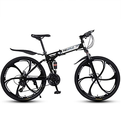 Folding Mountain Bike : 26in Mountain Bike for Adults, Unisex Folding Outdoor Bicycle, 27-Speed Full Suspension MTB Bikes, Double Disc Brake Bicycles, Fast-Speed Comfortable
