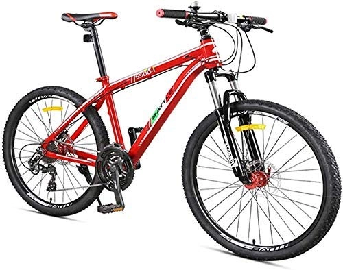Folding Mountain Bike : 27-Speed Mountain Bikes, Front Suspension Hardtail Mountain Bike, Adult Women Mens All Terrain Bicycle With Dual Disc Brake XIUYU (Color : Red)