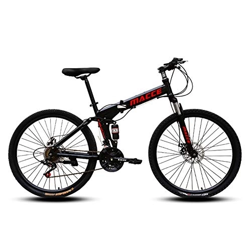 Folding Mountain Bike : 7 Speed Outroad Mountain Bike, Compact ​​Folding City Bicycle Suspension 24in, For Students Office Workers Commuting To Work B 24in
