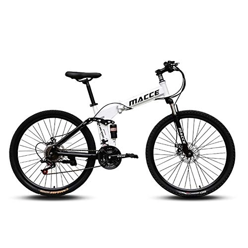 Folding Mountain Bike : 7 Speed Outroad Mountain Bike, Compact ​​Folding City Bicycle Suspension 24in, For Students Office Workers Commuting To Work C 24in