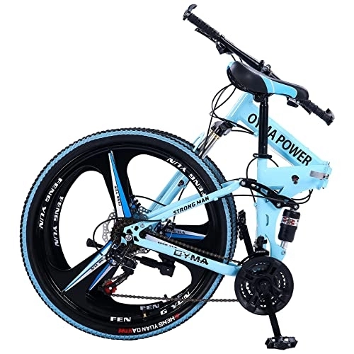 Folding Mountain Bike : AASSDOO Foldable Adult Bicycle, 26In Carbon Steel Mountain Bike 21Speed Bicycle Full Suspension MTB Front Suspension Disc Brake Bicycle Men or Women Lightweight MTB for Adult Men