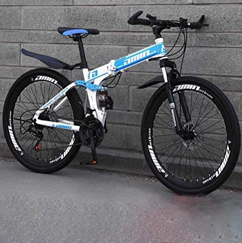 Folding Mountain Bike : Abrahmliy 26 Inch Mountain Bikes High-Carbon Steel Softtail Mountain Bicycle Lightweight Folding Bicycle with Adjustable Seat Double Disc Brake Spring Fork-D1_24 speed