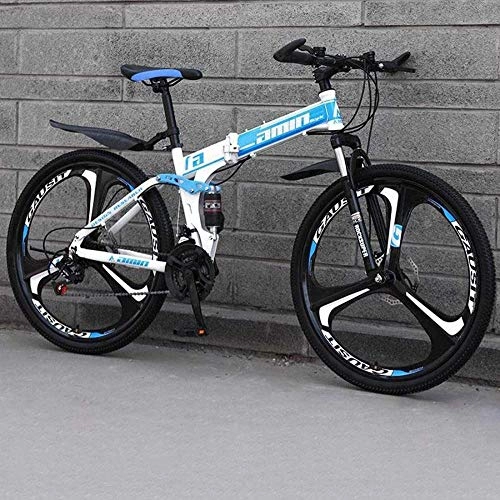 Folding Mountain Bike : Abrahmliy 26 Inch Mountain Bikes High-Carbon Steel Softtail Mountain Bicycle Lightweight Folding Bicycle with Adjustable Seat Double Disc Brake Spring Fork-D2_30 speed