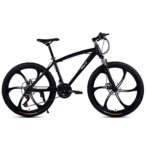Folding Mountain Bike : Adult Bicycle Variable Speed 24 Inch Bicycle Student Type Integrated Wheel Dual Disc Brakes For Men And Women, Student Cycling Off-Road One-Wheel Racing, Black