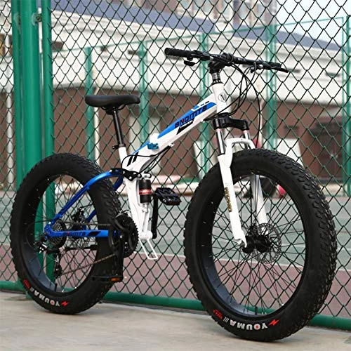 Folding Mountain Bike : Adult Fat Bike Folding Bike, RNNTK Double Shock Absorption A Variety Of Colors Double Disc Brakes Mountain Bicycle, Outroad Mountain Bike B -27 Speed -26 Inches