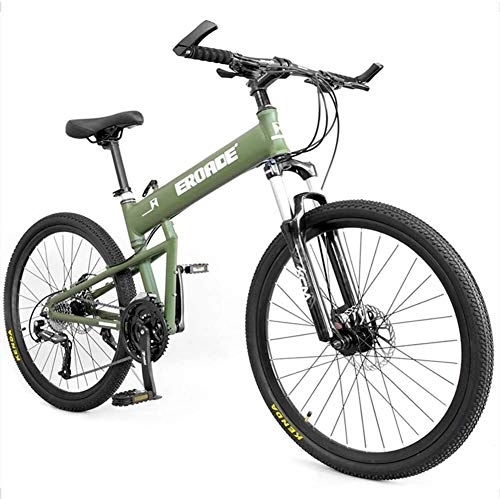 Folding Mountain Bike : Adult Kids Mountain Bikes, Aluminum Full Suspension Frame Hardtail Mountain Bike, Folding Mountain Bicycle, Adjustable Seat, Black, 29 Inch 30 Speed, (Color : Green, Size : 26 Inch 30 Speed)