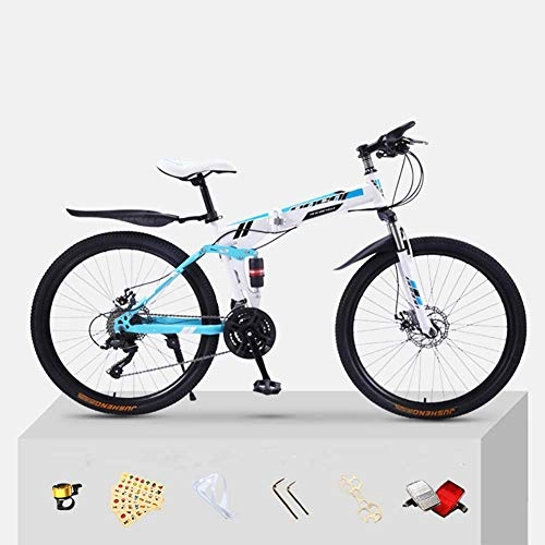 Folding Mountain Bike : Adult Mountain Bike, 20 inch Wheels, Mountain Trail Bike High Carbon Steel Folding Outroad Bicycles, 30-Speed Bicycle Full Suspension MTB ​​Gears Dual Disc Brakes Mountain Bicycle