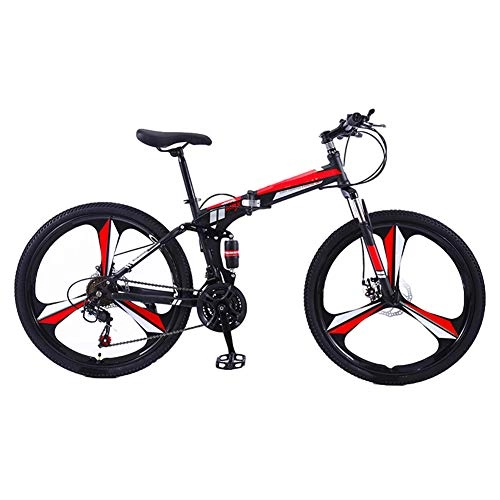 Folding Mountain Bike : Adult Mountain Bike 21 / 24 / 27 Variable Speed Bicycle Double Disc Brake 8 Seconds Fast Folding Storage Convenient, 27 speed