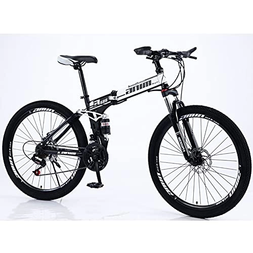 Folding Mountain Bike : Adult Mountain Bike, 26-inch Wheels, Dual Disc Brake Bicycle Blackred, High-carbon Steel Frame Dual Full Suspension, Alloy Frame Bicycle for Boys, Girls, Men and Women Bicycle / A / 30speed