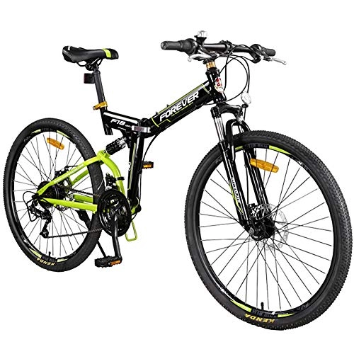 Folding Mountain Bike : Adult Mountain Bikes 26 Inch Folding Bicycles Featuring 24 Speed High Carbon Steel Full Suspension Frame Mountain Trail Bike Dual Disc Brakes Variable Speed Bikes Racing Mountain Bicycle