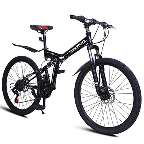 Folding Mountain Bike : Adult Road Racing Bike 26 inch Folding Mountain Bike, 21 Speed Carbon Steel Mountain Bicycle for Adults, Non-Slip Bike, with Dual Suspension Frame and Disc Brake for Outdoor
