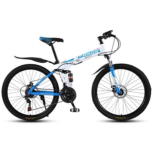 Folding Mountain Bike : Adults Men and Women Folding Mountain Bike, 24 / 26 Inch Steel frame MTB Bicycle with Mechanical disc brake 51-8 Siamese finger dial 21 / 24 / 27 Speed Outdoor Bicycle B, 24 inch 21speed