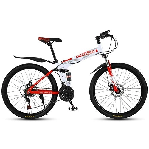 Folding Mountain Bike : Adults Men and Women Folding Mountain Bike, 24 / 26 Inch Steel frame MTB Bicycle with Mechanical disc brake 51-8 Siamese finger dial 21 / 24 / 27 Speed Outdoor Bicycle C, 24 inch 24 speed