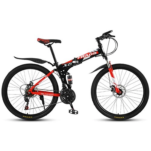 Folding Mountain Bike : Adults Men and Women Folding Mountain Bike, 24 / 26 Inch Steel frame MTB Bicycle with Mechanical disc brake 51-8 Siamese finger dial 21 / 24 / 27 Speed Outdoor Bicycle D, 24 inch 27 speed