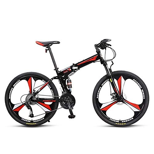 Folding Mountain Bike : AI CHEN Folding Mountain Bike Bicycle Adult Men Variable Speed Off Road Double Shock Absorption Soft Tail 26 Inch 27 Speed