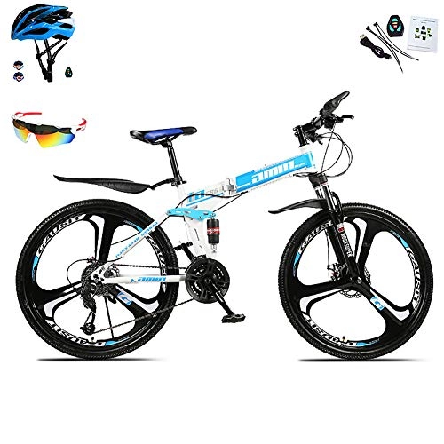 Folding Mountain Bike : AI-QX 26" Mountain Bike - 17" Aluminium frame with Disc Brakes - Unisex's Mountain Bike, Blue