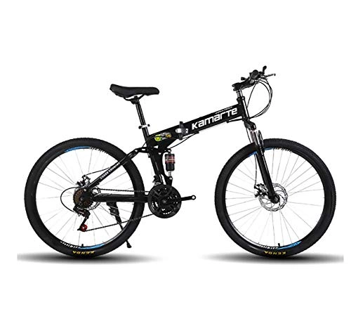 Folding Mountain Bike : AI-QX Bicycle, 26 Inch Mountain Bike, Foldable, Shimano Shift, Mechanical Disc Brake Front And Rear, 160Cm-195Cm, 15KG, Boys And Girls, BMX, Black, 24Speed