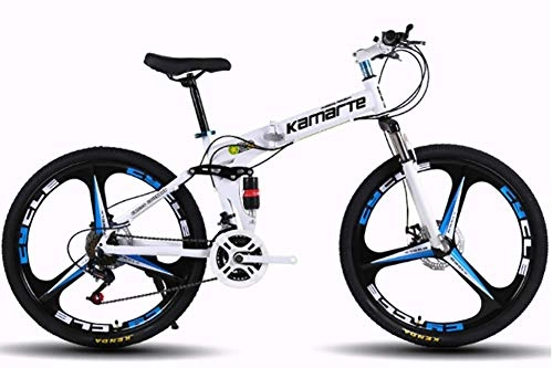 Folding Mountain Bike : AI-QX BMX Bike, 26 Inch Mountain Bike, Foldable, Shimano Shift, Front And Rear Mechanical Disc Brakes, 160Cm-195Cm, 15KG, Man / Woman, White, 27Speed
