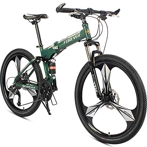 Folding Mountain Bike : AI-QX Speeds Mountain Bikes Bicycles Sports Leisure Synthetic Material Mountain Disc Brake Bike, Green