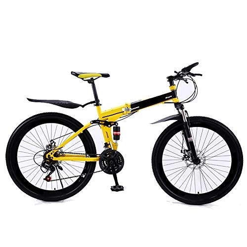 Folding Mountain Bike : All-Purpose Foldable Mountain Bike 26 Inches, MTB Bicycle with Spoke Wheel 21 / 24 / 27 Speed Gear Bike Spokes for Adult Ladies Men Unisex, 21 stage shift