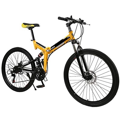 Folding Mountain Bike : All-Purpose Foldable Sports / Mountain Bike 24 / 26 Inches, Men's Mountain Bikes, Mountain Bicycle with Front Suspension Adjustable Seat, 24 Speed, 26 Inchs