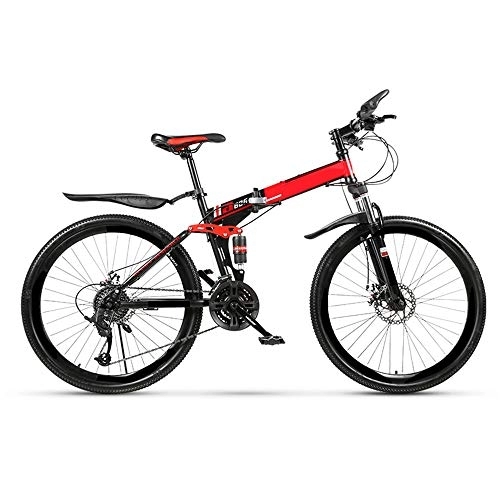 Folding Mountain Bike : All-Purpose Mountain Bikes, Folding High Carbon Steel Frame 26 Inch Variable Speed Double Shock Absorption Bicycle, Suitable for People with A Height of 140-170Cm, 24 stage shift