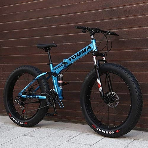 Folding Mountain Bike : All Terrain Mountain Bike, Mountain Bike, Quick Folding 26" High Carbon Steel Double Shock Absorption Bicycle 27 Speed 4.0 Super Wide Tire Off Road Transmission