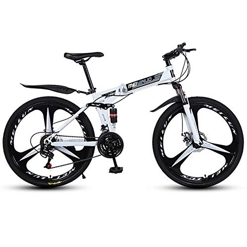 Folding Mountain Bike : Amimilili 26" Mountain Bike for Adult, Folding Mountain Bike, White, 21 speed