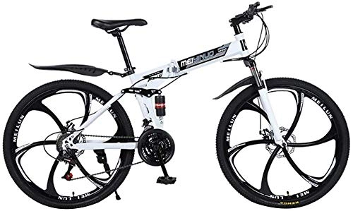 Folding Mountain Bike : ANGEELEE 26 inch mountain bike folding bike folding bike Foldable mountain bike with variable speed Shimano 21 gear shift boys-men bike with front and rear fender-White