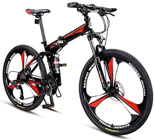 Folding Mountain Bike : Aoyo 26 Inch Mountain Bikes, 27 Speed Overdrive Mountain Trail Bike, Foldable High-carbon Steel Frame Hardtail Mountain Bike, (Color : Red)