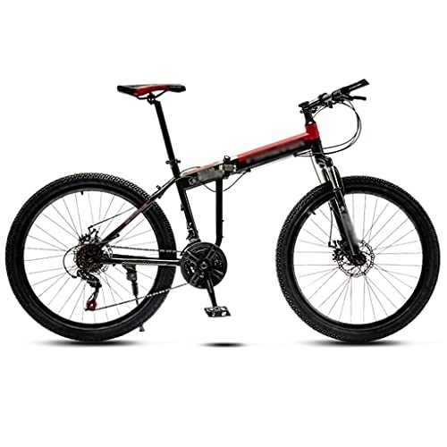 Folding Mountain Bike : Aoyo Folding Mountain Bike Double Shock-absorbing Bicycle Student Variable Speed Off-road Racing(Color:21 speed 24 inches-Red)