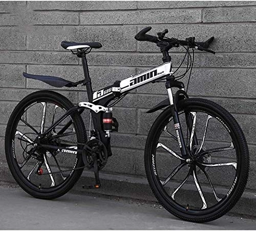 Folding Mountain Bike : Aoyo Lightweight Aluminum Frame Mountain Bike, 26Inch 27-Speed Folding Bikes, Double Disc Brake Bicycle, Full Suspension Anti-Slip, Suspension Fork,