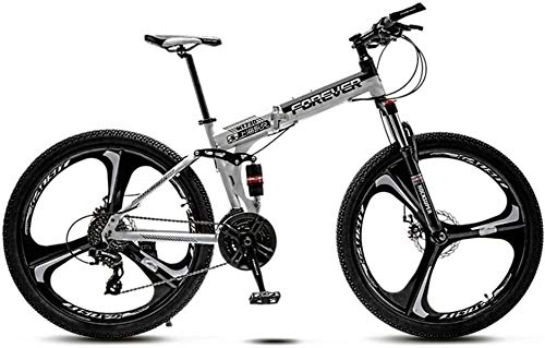 Folding Mountain Bike : Aoyo Mountain Trail Bicycle, Mountain Bikes, Folding, 26 Inch, 21 Speed, MTB, Full Suspension, Mtb Bikes, Mechanical Dual Disc Brakes, Adjustable Seat (Color : Black and White)