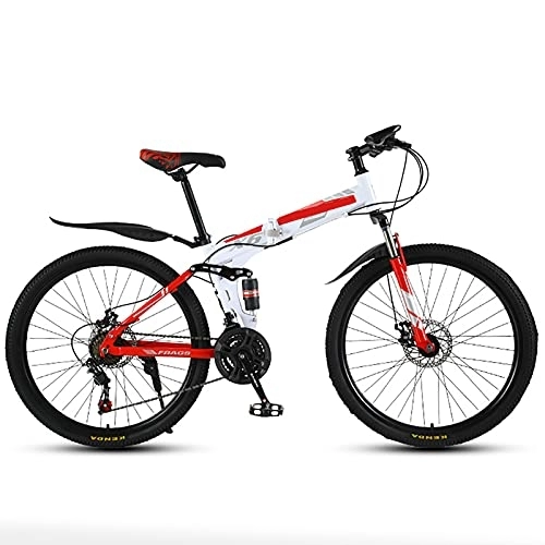 Folding Mountain Bike : ASPZQ Folding Mountain Bike, 24-Inch / 26-Inch Double Shock-Absorbing Cross-Country / Variable Wheel Bike for Male And Female Students, B, 24 inches