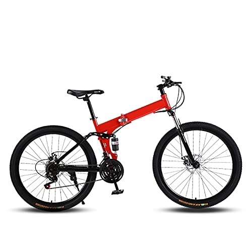 Folding Mountain Bike : ASPZQ Mountain Bike Folding Bike, 26 Inch 24 Inch Variable Speed Double Shock Absorber Bike for Men Women-Students And Urban Commuters, Red, 21 inches