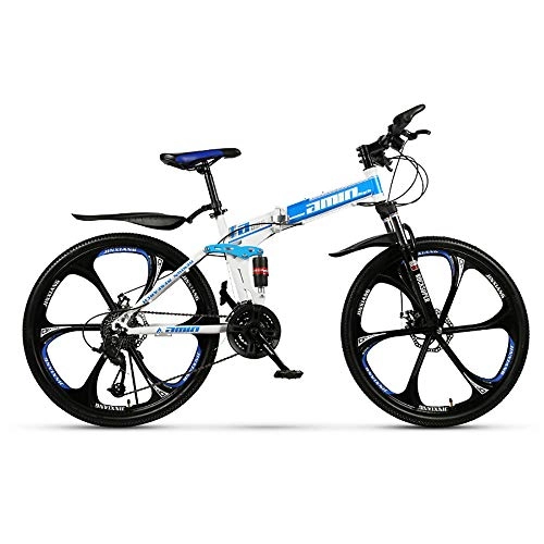 Folding Mountain Bike : Augu Mountain Bike Foldable Bicycle 24 Speed Disc Brake 26 Inches Wheels Dual Suspension MTB for Men and Women
