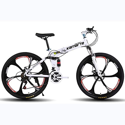 Folding Mountain Bike : Augu Mountain Bike Folding Bicycle 24 Speed 24 Inches Dual Suspension