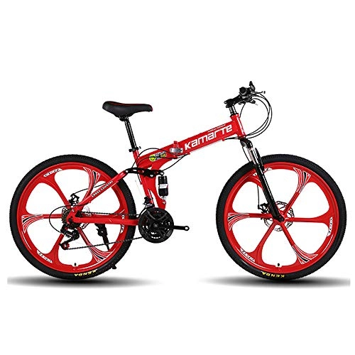 Folding Mountain Bike : Augu Mountain Bike, Folding Bicycle 24 Speed 26 Inches Dual Suspension disc brakes