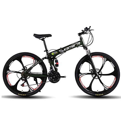 Folding Mountain Bike : Augu Mountain Bike Folding Bicycle 27 Speed 24 Inches Dual Suspension Suitable for teenage / adult riders
