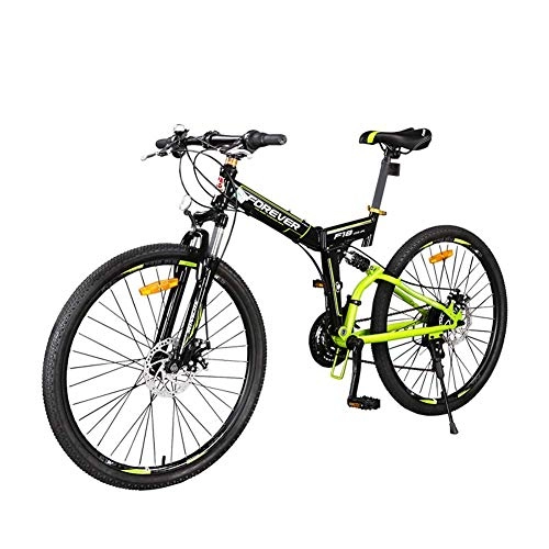 Folding Mountain Bike : AUTOKS 26" Folding Mountain Bicycle, 24 Speed Ront And Rear Shock Absorption Mountain Bike Double Disc Brake Soft Tail Frame Bicycle Adult Off-Road Vehicle