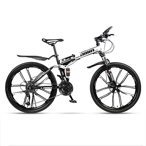Folding Mountain Bike : AUTOKS 26 Inch Mountain Bikes, Folding High Carbon Steel FrameVariable Speed Double Shock Absorption Foldable Bicycle