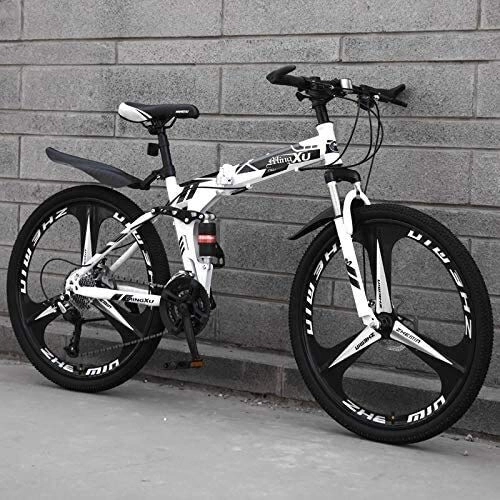 Folding Mountain Bike : AXWT Bicycle 26-inch Double Shock Absorber Bicycle Thickened Carbon Steel Folding Frame Male And Female Students Variable Speed City Bicycle Travel Outing (Color : Digit 4, Size : 21 speed)