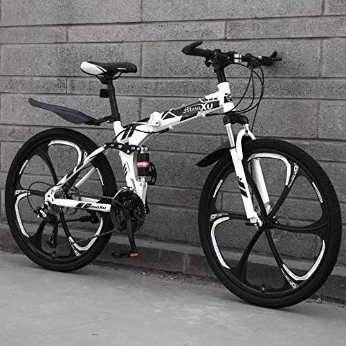 Folding Mountain Bike : AXWT Bicycle Variable-speed Mountain Off-road Bicycle Double Shock Absorber Bicycle Thick Carbon Steel Folding Frame Black Pattern 21 / 24 / 27 Speed Size 24 / 26 Inch Bicycle Youth Riding Men And Women