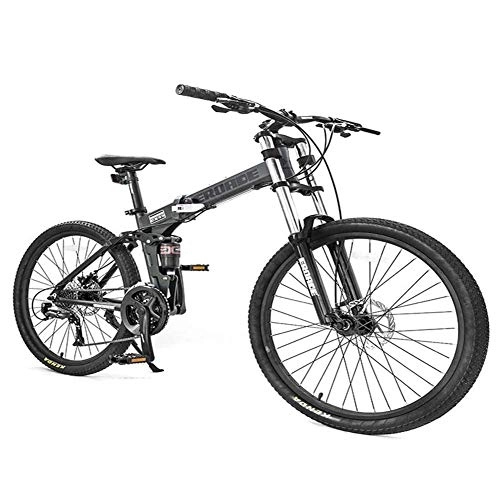 Folding Mountain Bike : AZYQ 26 inch Mountain Bikes, Adult 27-Speed Dual-Suspension Mountain Bike, Aluminum Frame Bicycle, Men's Womens Adjustable Seat Alpine Bicycle, Green, Non Foldable, Green, Foldable